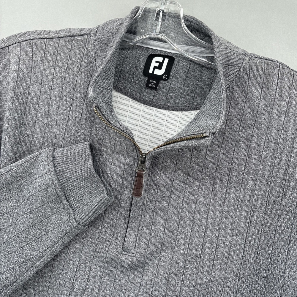 FootJoy Sweater Mens Large Gray Quarter Zip Mock Neck Knit Pullover Golf FJ
